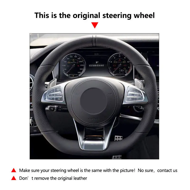 Car Accessories Steering Wheel Suede Leather Cover Trim For Mercedes Benz S-Class S500 2016 A-Class AMG A45 C 43 63 2015-2018