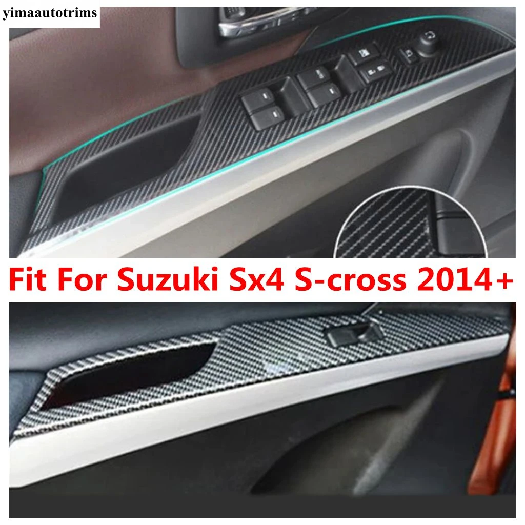 

Armrest Window Glass Lift Button Panel Cover Trim Fit For Suzuki Sx4 s-cross 2014 - 2022 Carbon Fiber Look Accessories Interior