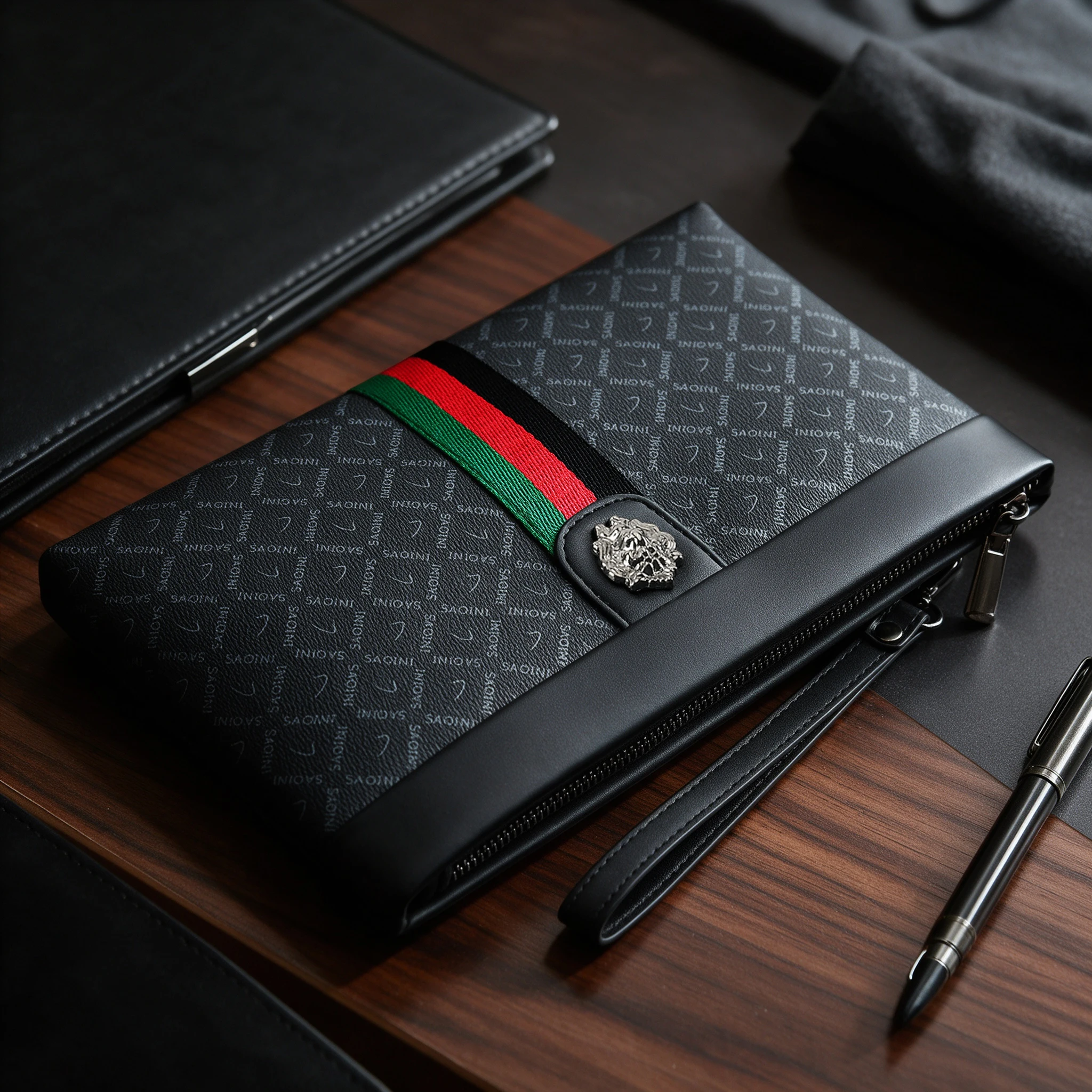 Men's PU Leather Wristlet Clutch Bag, Zipper Phone Wallet, Christmas Thanksgiving Gift