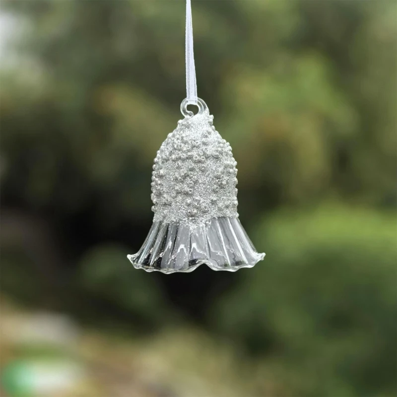 

8 шт./упак. полосатый стеклянный колокольчик серебряное украшение стеклянный кулон праздничный подарок Рождественский день окна отель школа дисплей орнамент