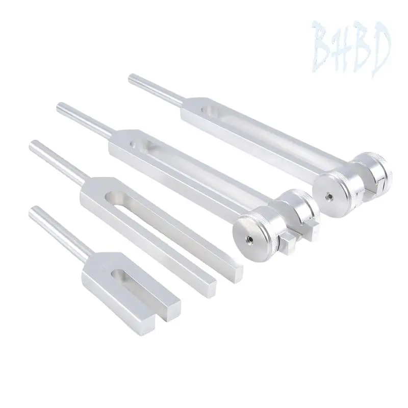 

BHBD-4Pcs Tuning Fork Set(128Hz, 136.1Hz, 528Hz, 4096Hz), For Healing Chakra,Sound Therapy,Reliever Stress Durable ,Silver