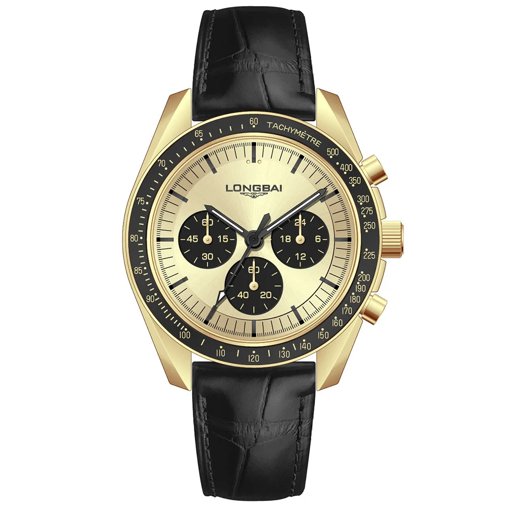 Quartz Watch for Man with Large Three Eye Dial Alloy Case and Stainless Steel Bracelet 30 Meter Waterproof