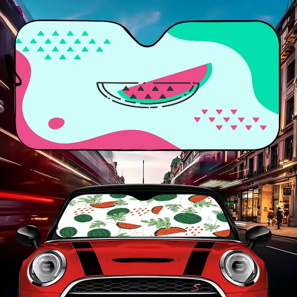 

Fruit Watermelon Car Sunshade Front Sunscreen Heat Insulation Cooling Aluminum Summer Car With Cartoon Glass Cover