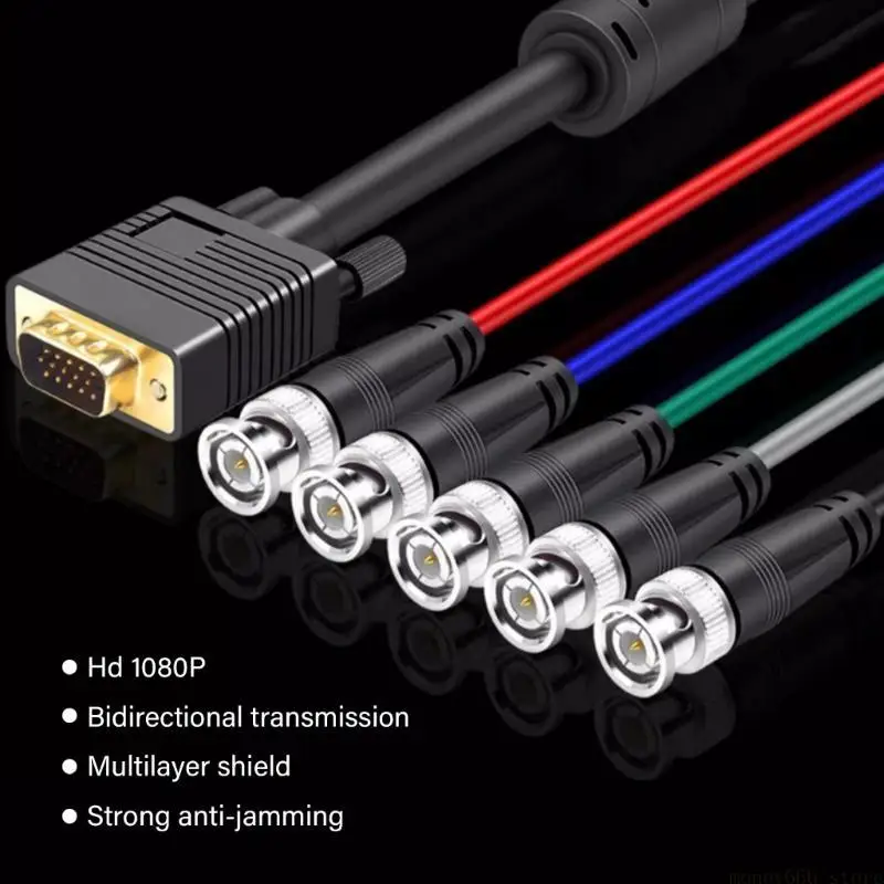 f62c-vga-to-5-bnc-rgbhv-cable-male-connectors-connection-cord-high-resolution-for-digital-screens-and-monitors