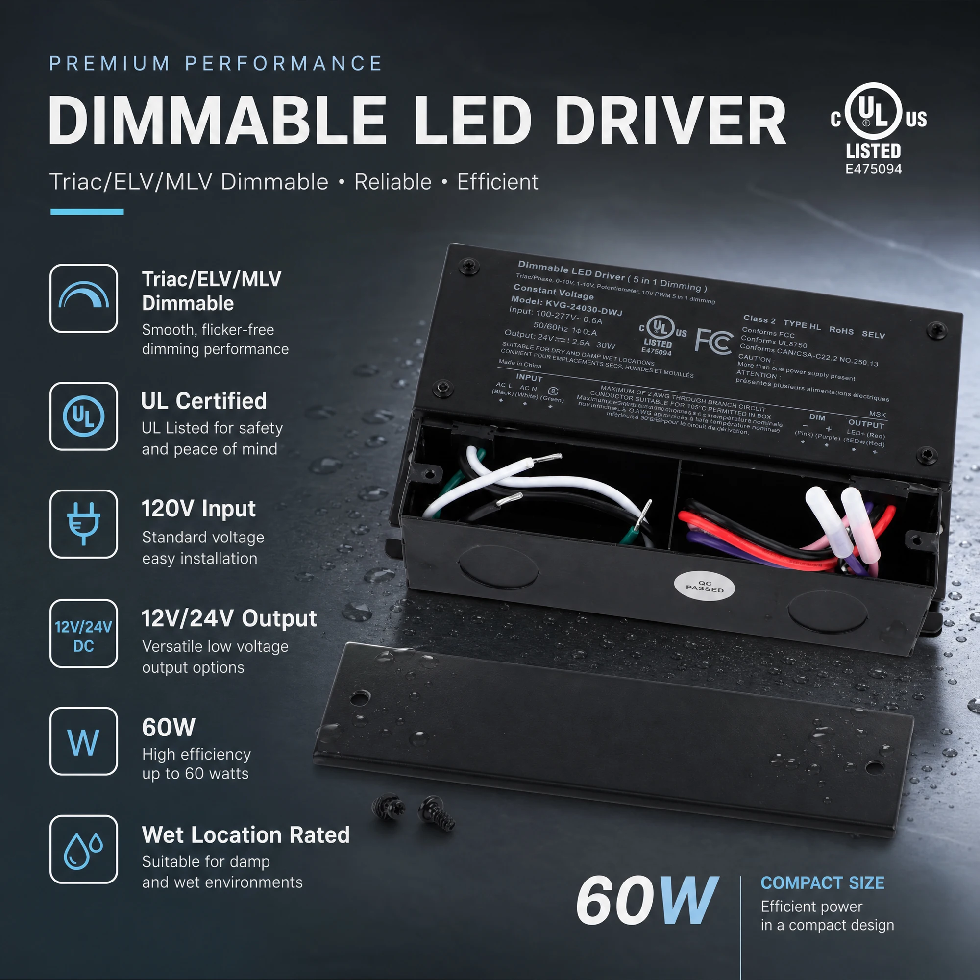 1/2PCS AC100-130V para DC12V Driver LED Regulável 60W 96W 150W 200W 300W Transformador LED Triac ELV/MLV para Interruptores Lutron e Leviton