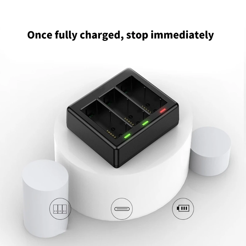 شاحن بطارية R91A لـ 13 ملحقات كاميرا الحركة، حماية من الشحن الزائد، قاعدة شحن البطارية بثلاث فتحات