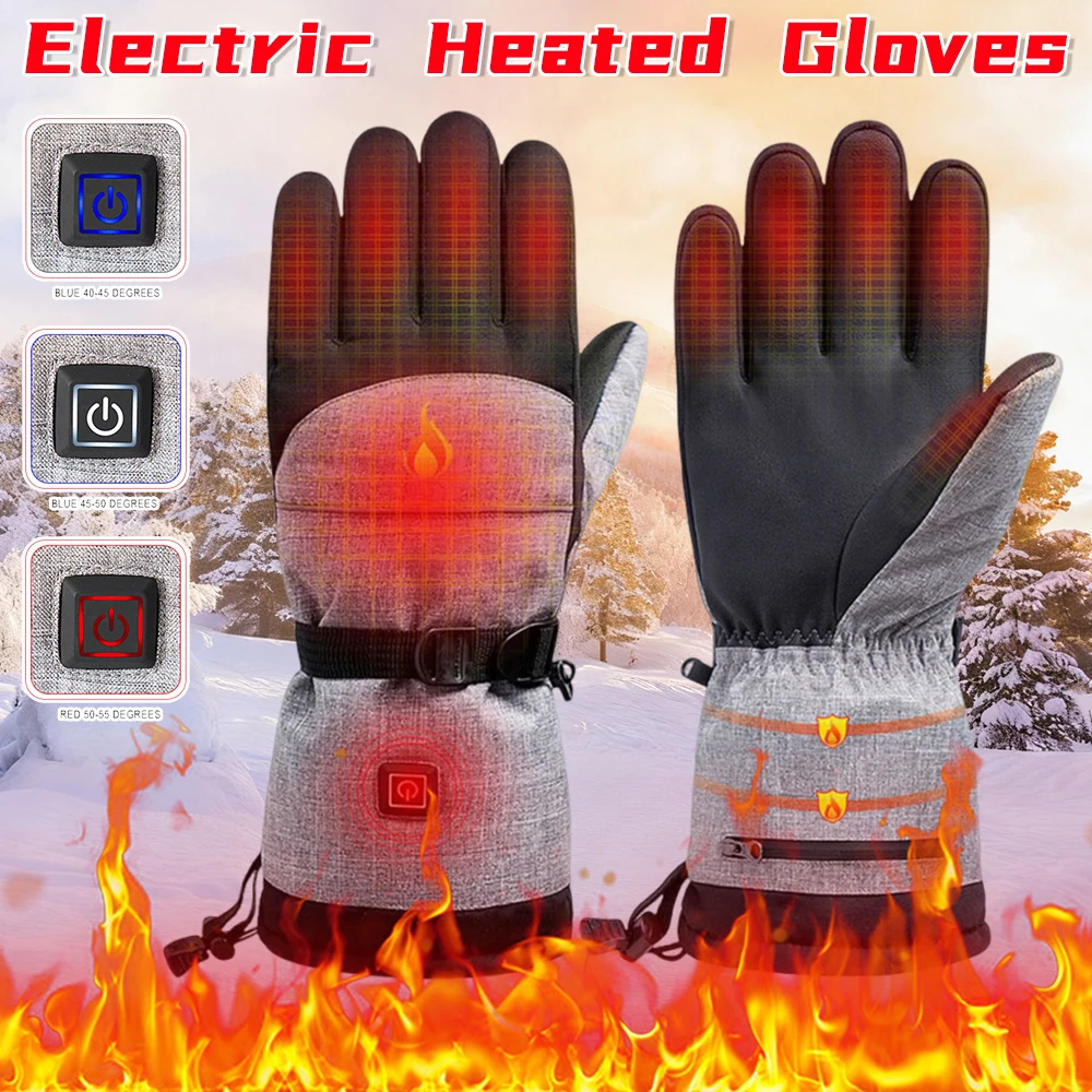 

1 пара зимних перчаток с подогревом, термоэлектрические перчатки для пешего туризма, катания на лыжах, перчатки с подогревом, 5000 мАч, водонепроницаемые, перезаряжаемые для мужчин и женщин