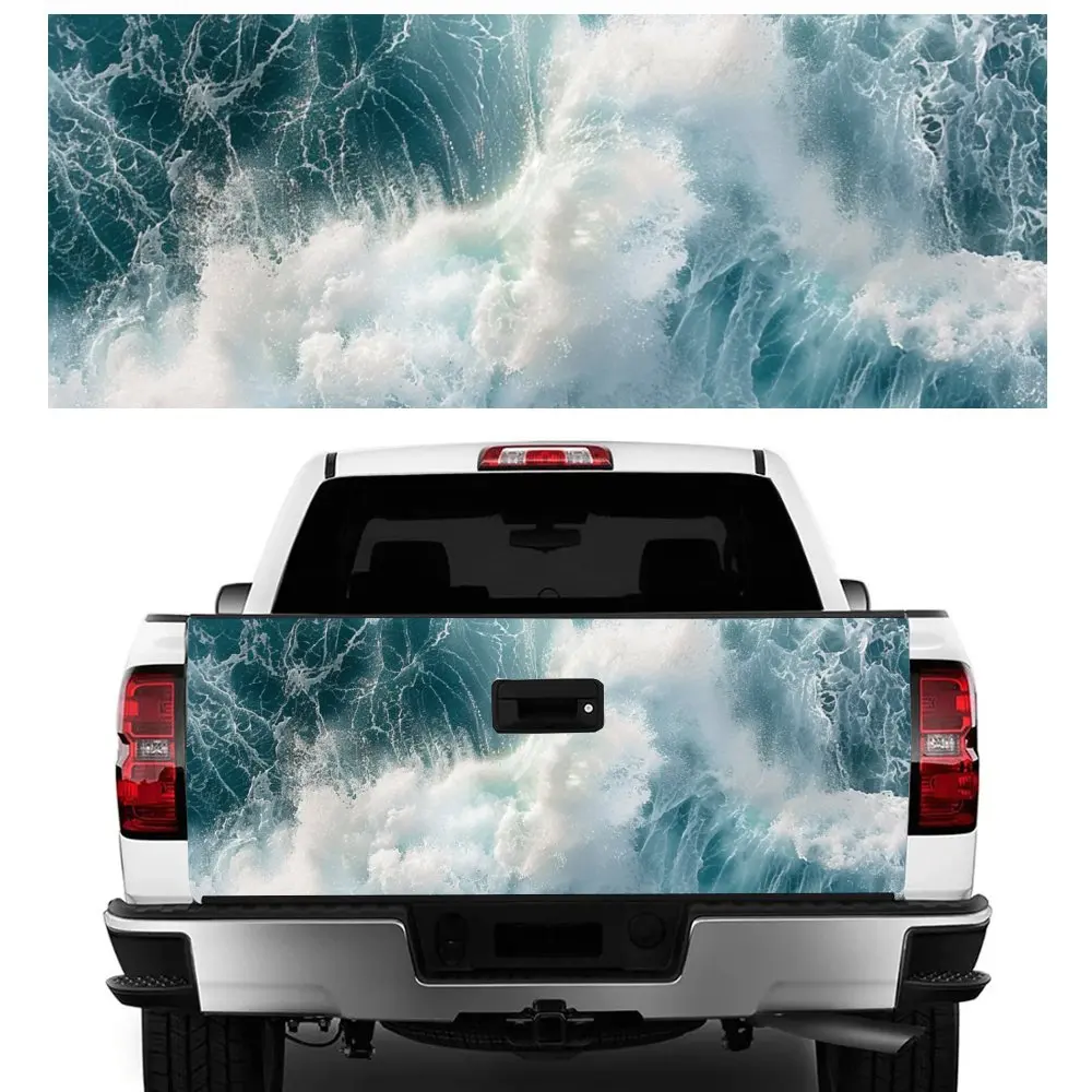 

Whirlwind Ocean Waves Print Car Tail Trunk Protect Vinly Decal Auto Accessories Hood Decoration Sticker for Off-road Pickup
