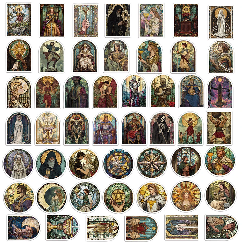 10/30/50 個クールレトロガラススタイルタロットカードステッカースーツケースオートバイギターバイク DIY 美的装飾ステッカーおもちゃ