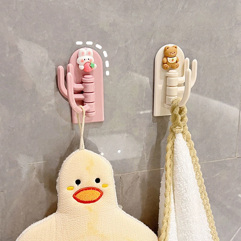 Three-in-one Hook Plastic Cute Kitchen Bathroom Multi-function Hanging Key Rubber Band Strong Stickiness Hanger Storage Hold New