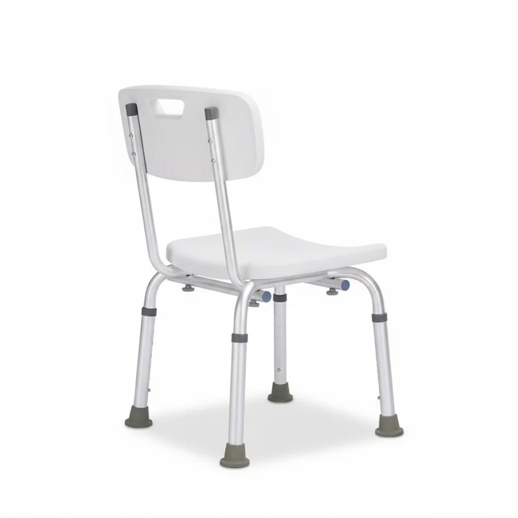 

Adjustable Aluminum Shower Chair, Waterproof Commode Bath Stool, Non-slip 68-81cm Height Shower Seat for Elderly and Disabled