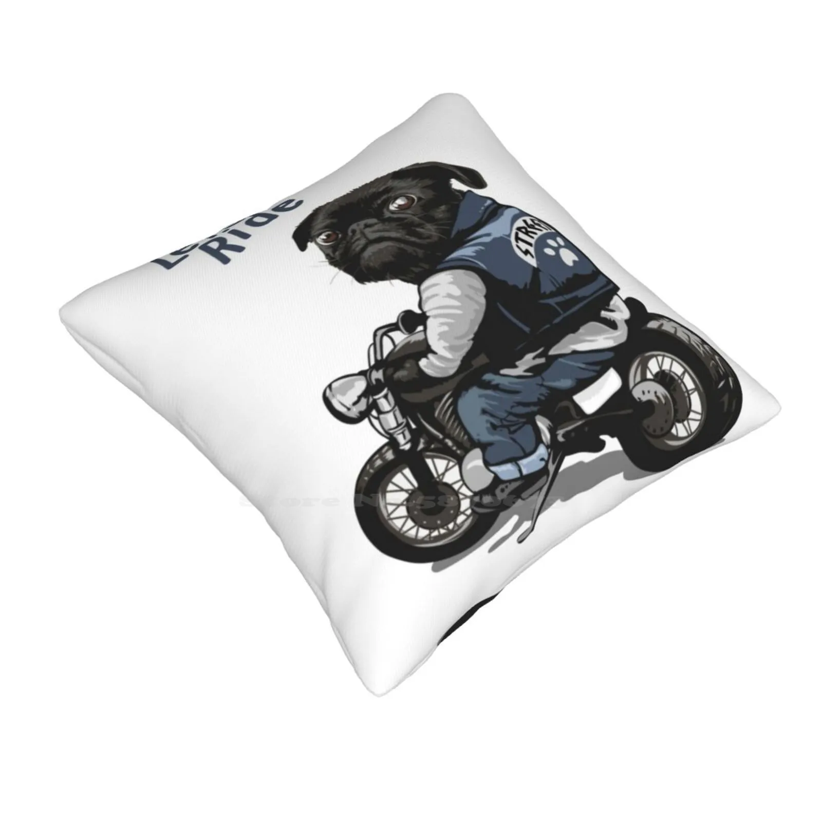 Let'S Ride Motorcycle Big Bike Black Pug Dog T-Shirt Bedroom Office Hug Pillowcase Pug Motorcycle Pug Rider Big Dog Dog Rider