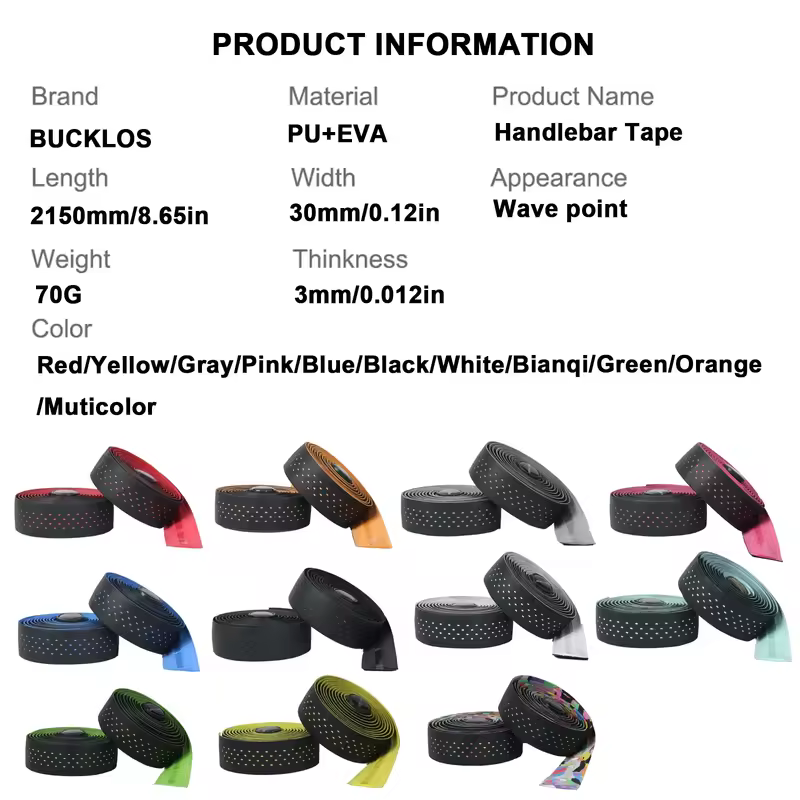 BUCKLOS Road Bike Handlebar Tape Soft PU EVA Gravel Bicycle Bar Tape Anti-Slip Shock Absorption Breath Grip Tape Cycling Parts - Image 4