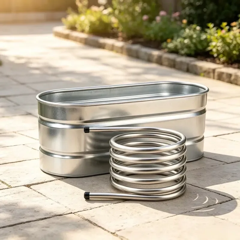 Commercial Grade Outdoor Wood Fired Hot Tub with 32mm 304 Stainless Steel Natural Thermosiphon Heating Coil System