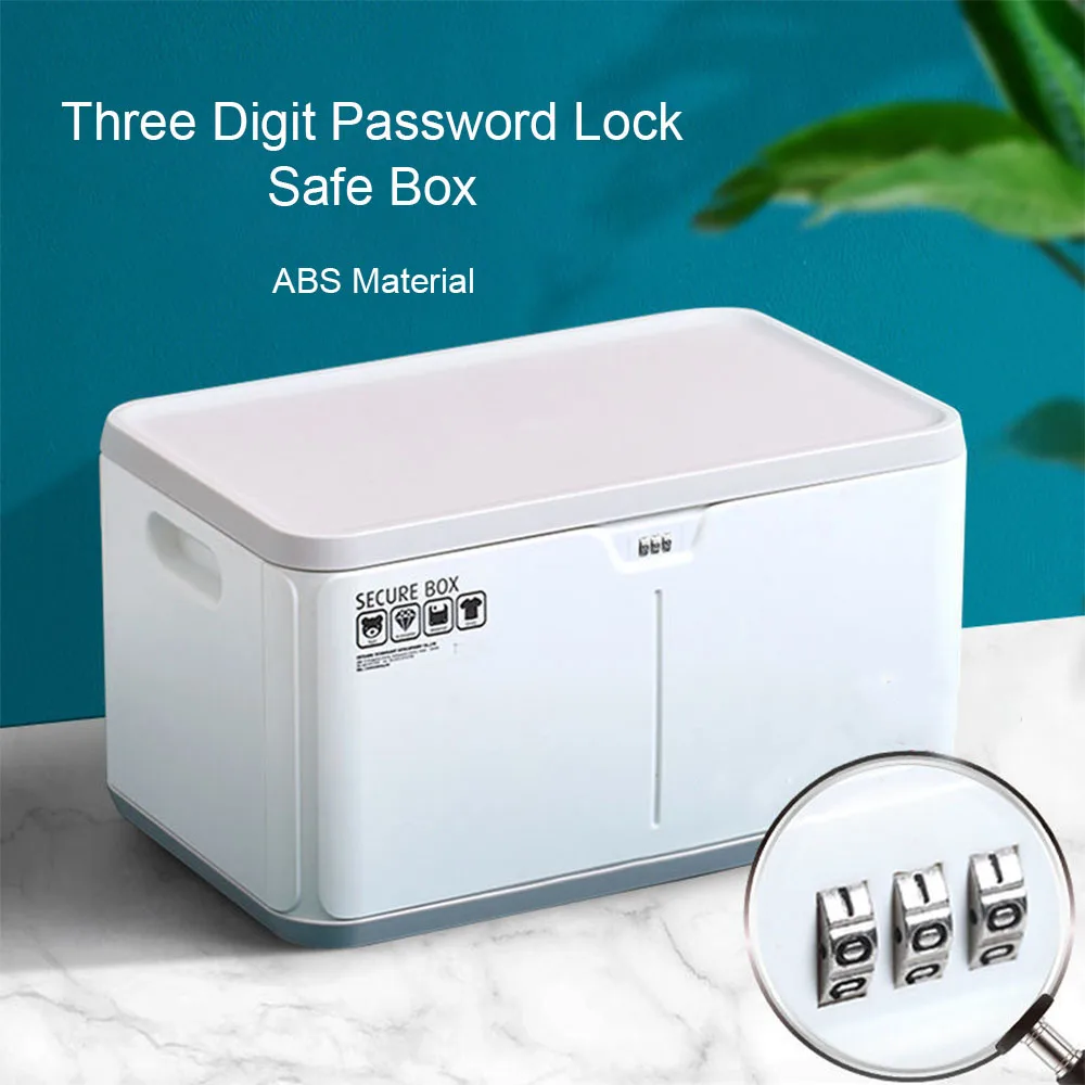 Three Digit Password Lock Safe Box ABS Privacy Security Storage Box Household Car Large Capacity Snack Passport Organizer Case