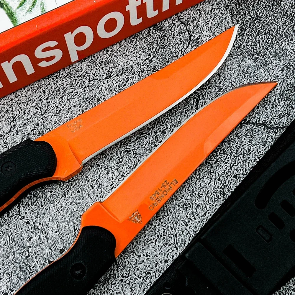 TOPS El Pionero Outdoor Portable Field Utility Gear Fixed Knife, Portable Storage Sheath for Backpacking, Hiking, Adventure, EDC