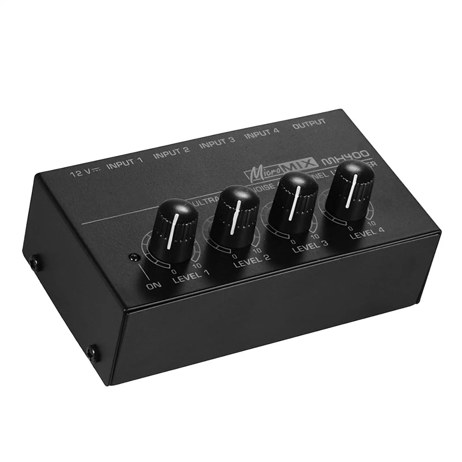 4 Channel Audio Mixer Equalizer Digital DJ Console Music Recording Equipment for Keyboards Karaoke Live Broadcasts Guitars Bars