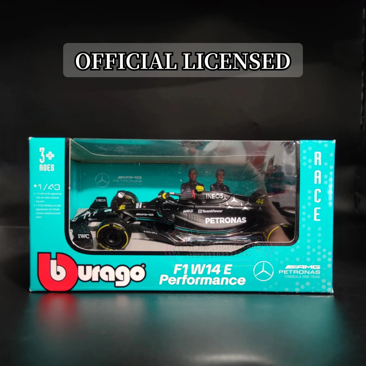 Bburago 1:43 F1 2023 Mercedes AMG W14 Replica Car Model Hamilton Russell Signature Showcase Formula 1 Miniature Figure Gift Toy