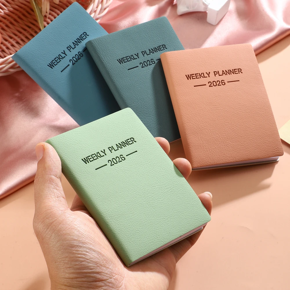 1 قطعة مواصفات A7 2026 كتاب الخطة اليومية ، كتاب جدول غلاف من البولي يوريثان الملون Morandi ، 64 ورقة 128 صفحة كتاب تقويم أسبوعي رقيق #4