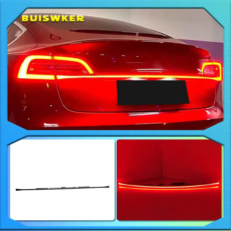 For Tesla Car Model Y 3 2019-2023 Through Taillight Dynamic Tail Rear Light Strip Upgrade And Modification Decoration