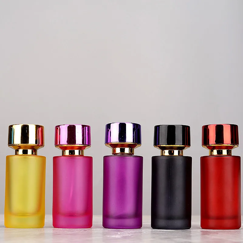 30pcs 50ml Portable Empty Glass Colorful Cosmetic Packing Sample Refillable Vials Flat Mist Spray Bottle