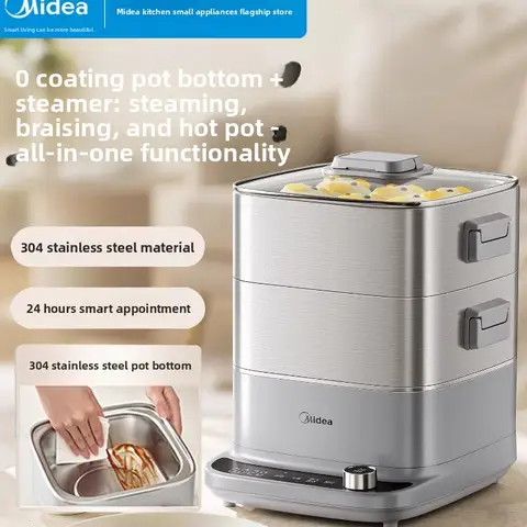 Midea Electric Steamer Multifunctional Household Stainless Steel Three-layer Cooking and Stewing Integrated Breakfast Machine