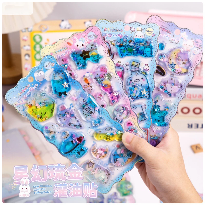 المبيعات الساخنة Kawaii الكرتون الملونة هزاز حقن المياه ملصقات ثلاثية الأبعاد لطيف Diy بها بنفسك المحمول الكتابة على الجدران أعواد تزيين هدية عيد