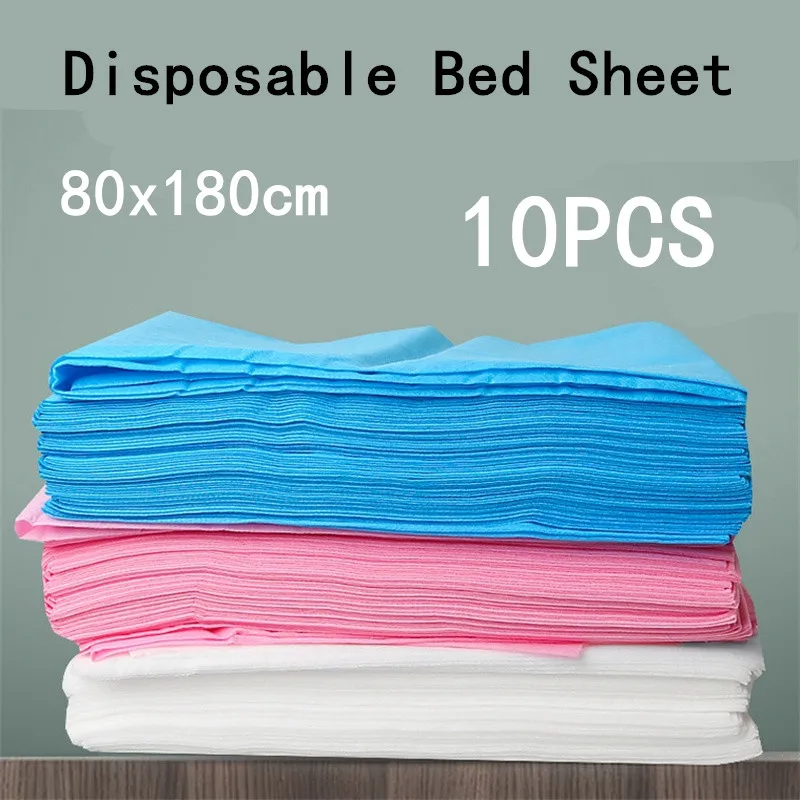 10PCS 80x180cm Non Woven Disposable Bed Sheet Spa Massage Breathable Solid Bed Cover Travel Business Hotel Hospital Sheet ﻿