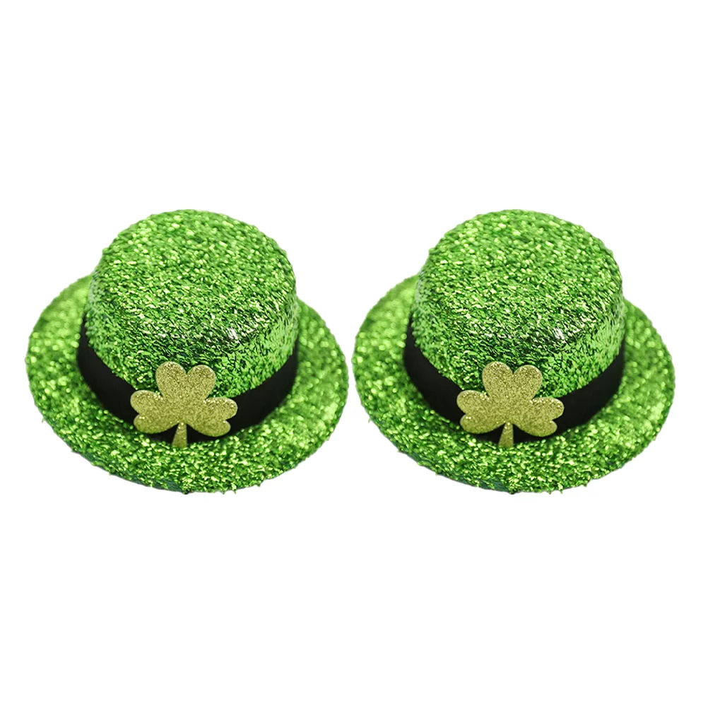 

2 Pcs Hat Hairpin Clips for St Patrick's Day Saint Accessories Clamp Cloth Decor Miss Decorative Top