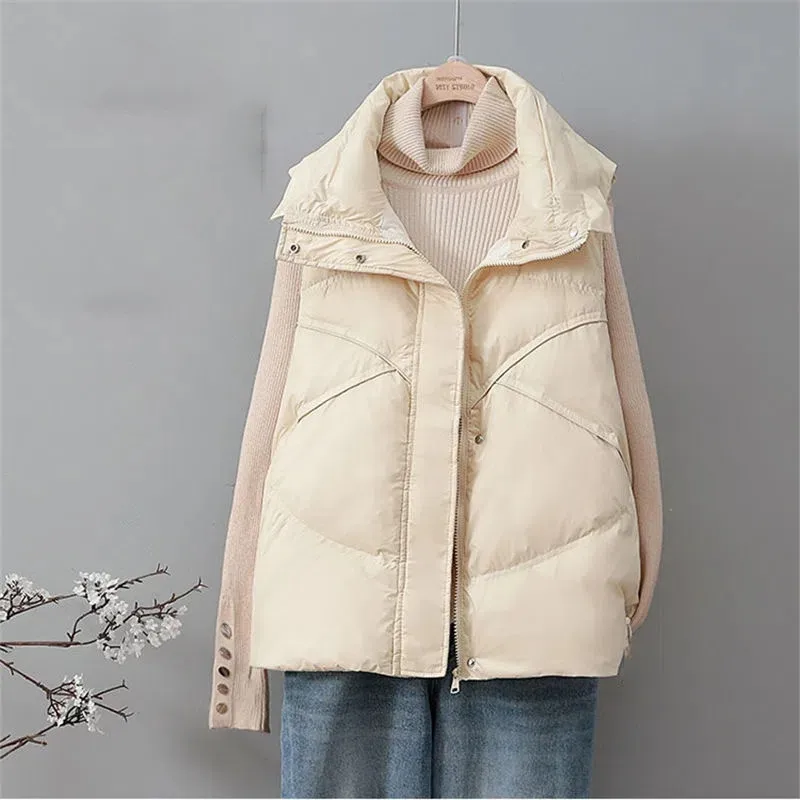 5XL Female sleeveless jacket Bright Down Cotton Vest Ladies Autumn And Winter Vest Coat Short Vest Jacket Outwear Casual L48