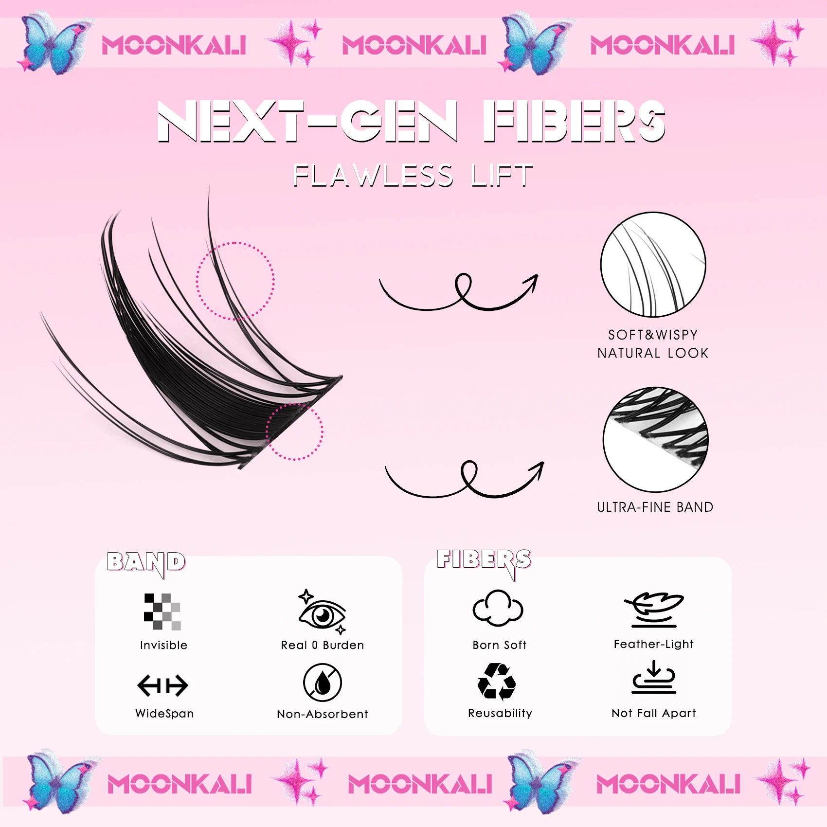 MOONKALI Fairy Lash Clusters Natural Look Manga Eyelash Clusters Wispy D-Curly Cluster Eyelash Extensions  Wispy Individual Lash