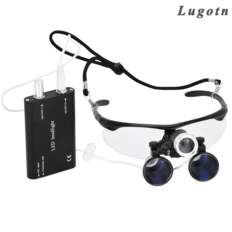 

2.5 Magnification Surgery Headlight Dental Lens With Headlamp LED Light Lamp Antifog Glasses Medical Magnifier Surgical Loupe