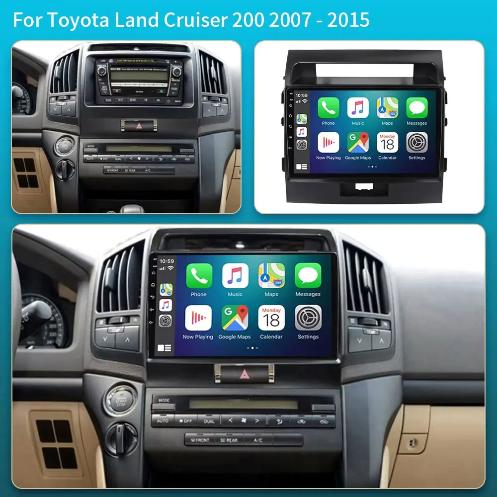 For Toyota Land Cruiser 11 200 2007 - 2015 Android 16 12+256GB CarPlay Auto Car Radio Multimedia Video Player GPS stereo Head 4G