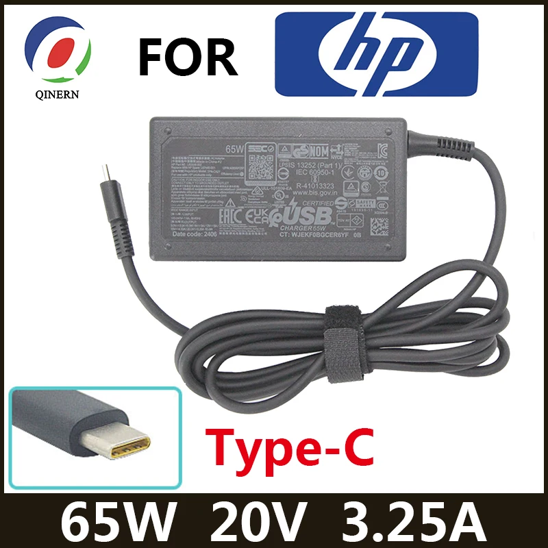 

20V 3.25A 65W USB Type-C Laptop Adapter For HP Elitebook Spectrex x360 1030 1040 G3 G7 13 15 Pro 14-DB0006AU