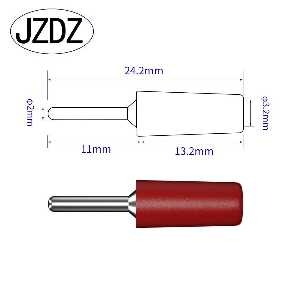 JZDZ 10 Pcs  2mm Banana Plug Welded Type Pure Copper Needle J.10001