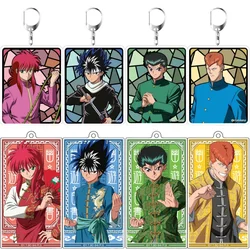 Charm Anime Fans Gifts Yu Yu Hakusho Acrylic Keychain HD Characte Hiei Kurama Yuusuke Urameshi Ornaments Collection About 6cm