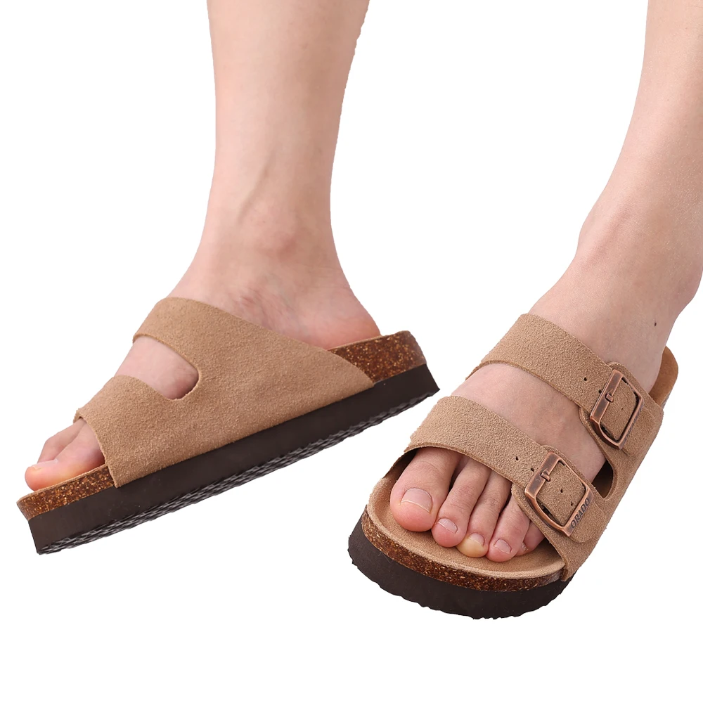 Comwarm Classic Cork Sandals For Women Men Fashion Soft Thick Sole Cork Slippers Summer Beach Sandals Home Open Toe Flat Sandals