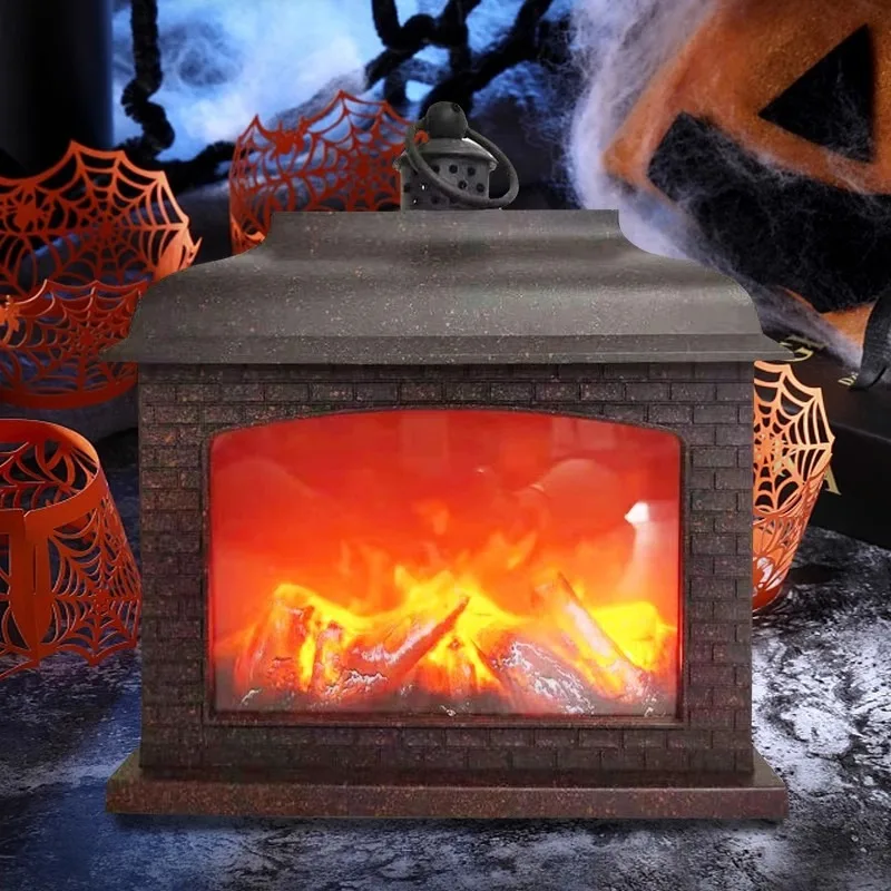 Light Decoration Ornament Fireplace Halloween House Decoration Props LED Electronic Wall Hanging Brazier Simulation Flame