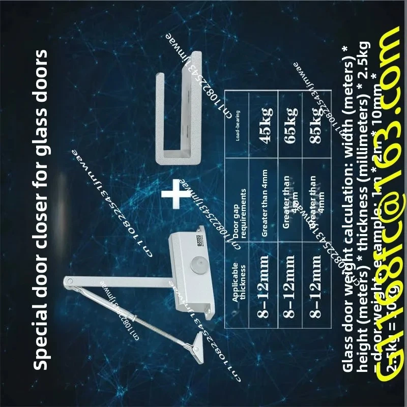 Non-punching Glass Door Closer High Interval Door Closer Office Shop Automatic Locator Hydraulic Buffer