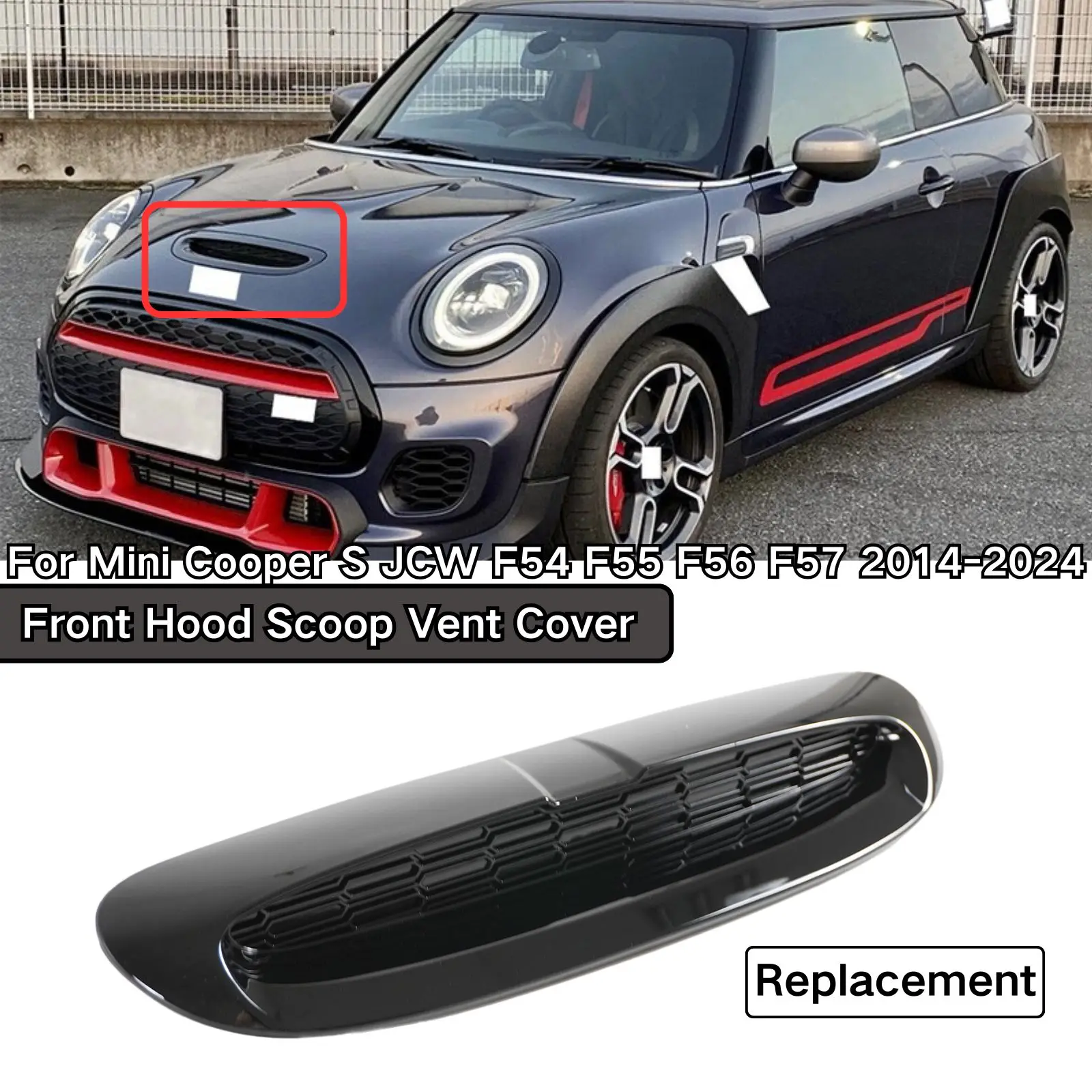 

Front Hood Scoop Vent Cover For Mini Cooper S JCW F54 F55 F56 F57 2014-2024 Glossy Black Car Accessories Replacement Body Kit