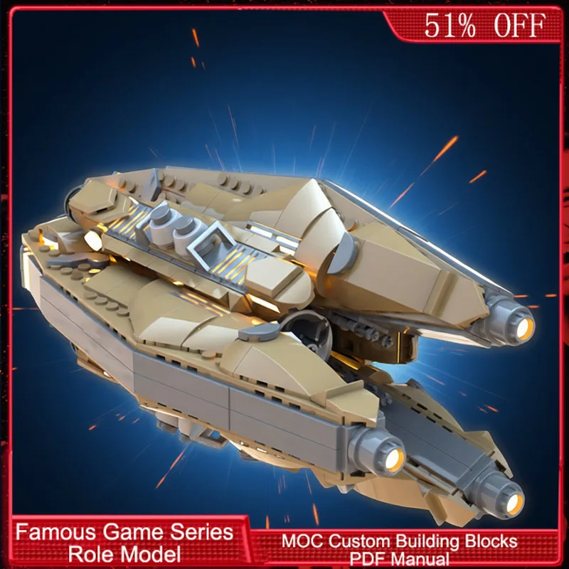 

817 PCS Spaceship Star Torch Fighter Airship MOC Customize Modular Building Block Simple Creative Design DIY Festival Toy Gift