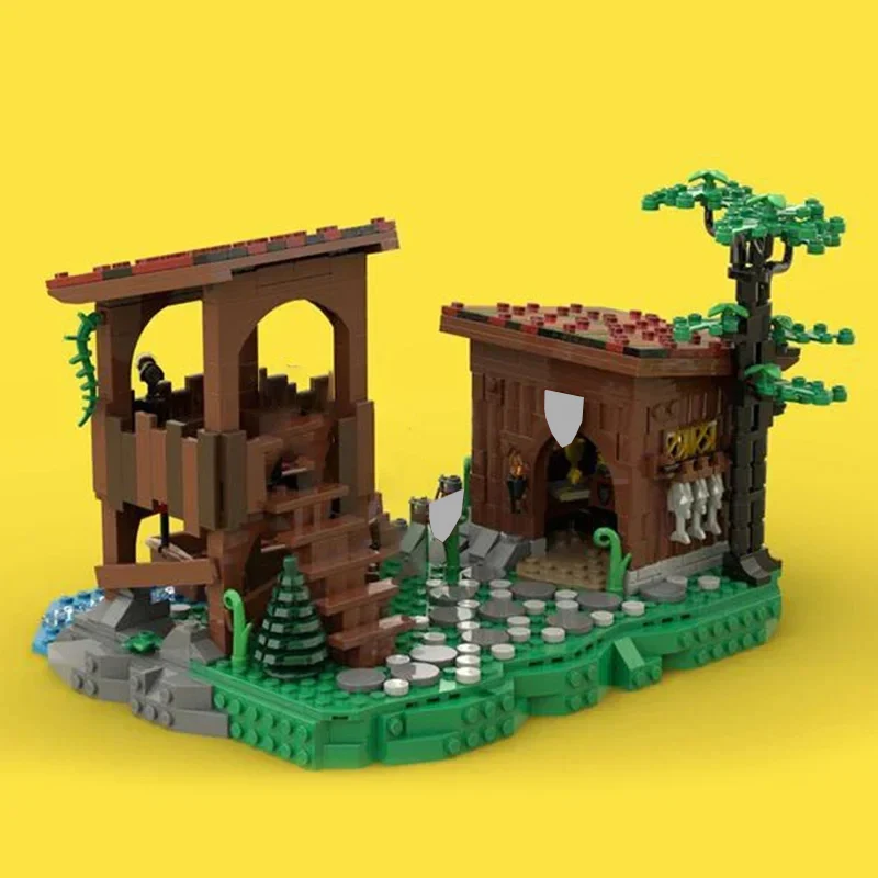 wooden outpost bricks medieval military castle outpost military wolf fort blocks pirate stronghold bricks pirate house gift moc