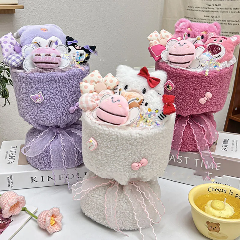 

Cute Sanrio Doll Bouquet Hello Kittys Accessories Kawaii Anime Finished Products Birthday Holiday Christmas Gifts Toys Girl Gift