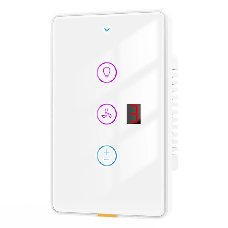 Tuya Smart Wifi Fan Light Switch Touch Wall Panel Voice Timer Control APP Remote Control Work For Alexa Google Home Durable A-Y4