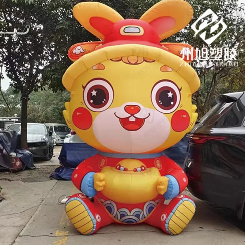 

Inflatable rabbit air model mascot rabbit with LED lights decorated animal mascot playground shopping mall advertising props