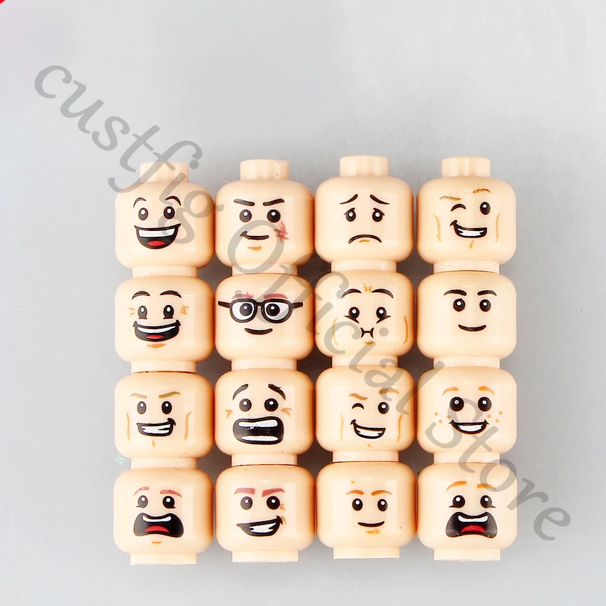 City Figure Face Expression Head Parts Building Blocks Boy Girl Doctor Zombie Hero Laugh Cry Cute Facial Mini DIY Bricks Kid Toy