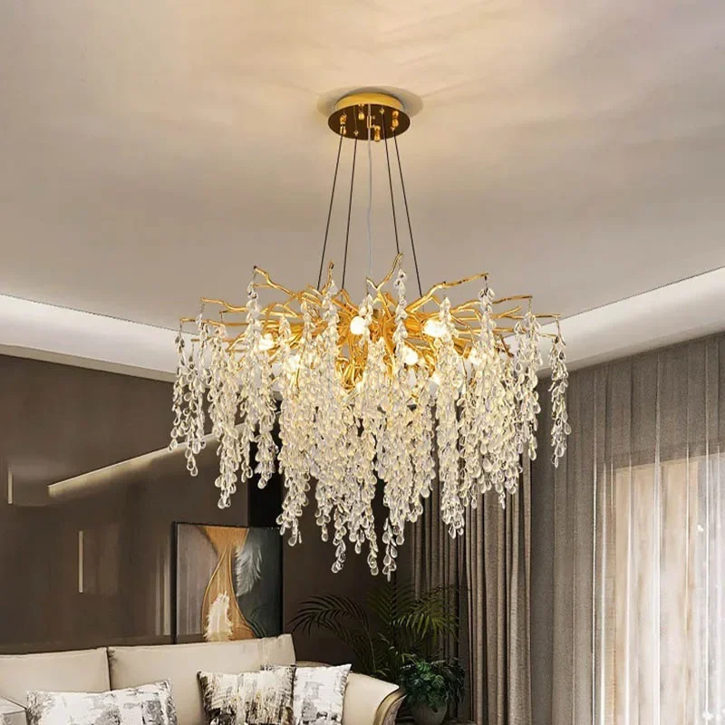 Imagem -02 - Lustre de Cristal com Formato Dourado Lâmpada do Teto Interior e Quarto Moderno e Luxo Sala e Quarto