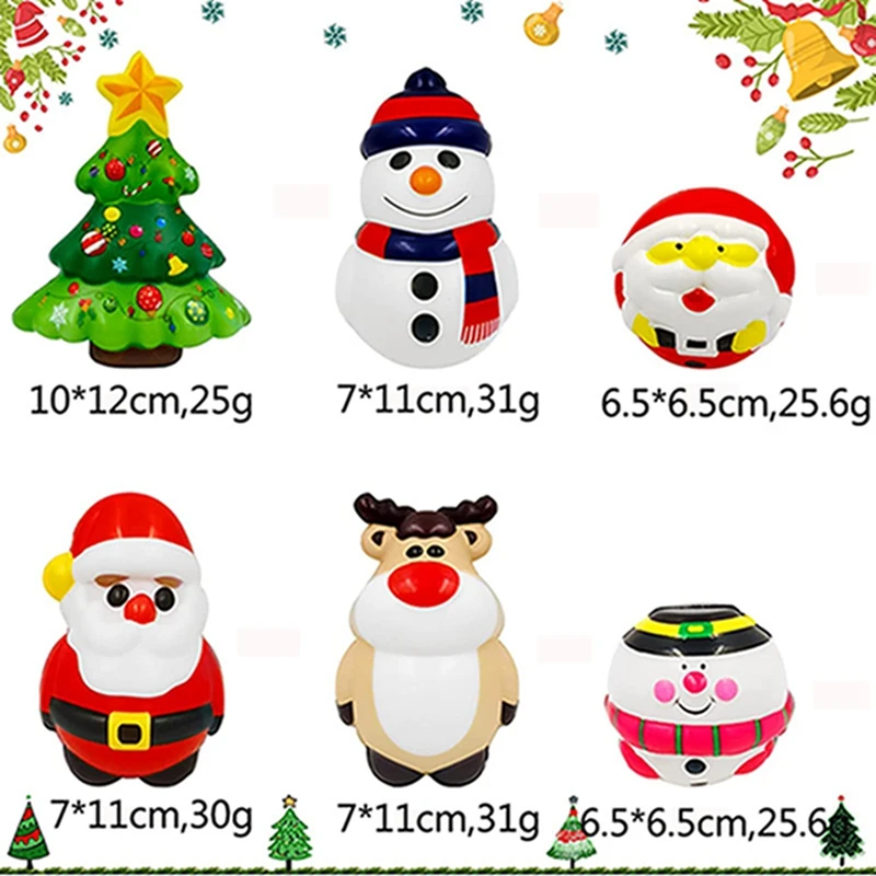 Christmas Tree Santa Claus Snowman Anti-Stress Relief Bounce Toy New Year Decor 2024 Christmas Party Decor Xmas Kids Favor Gifts