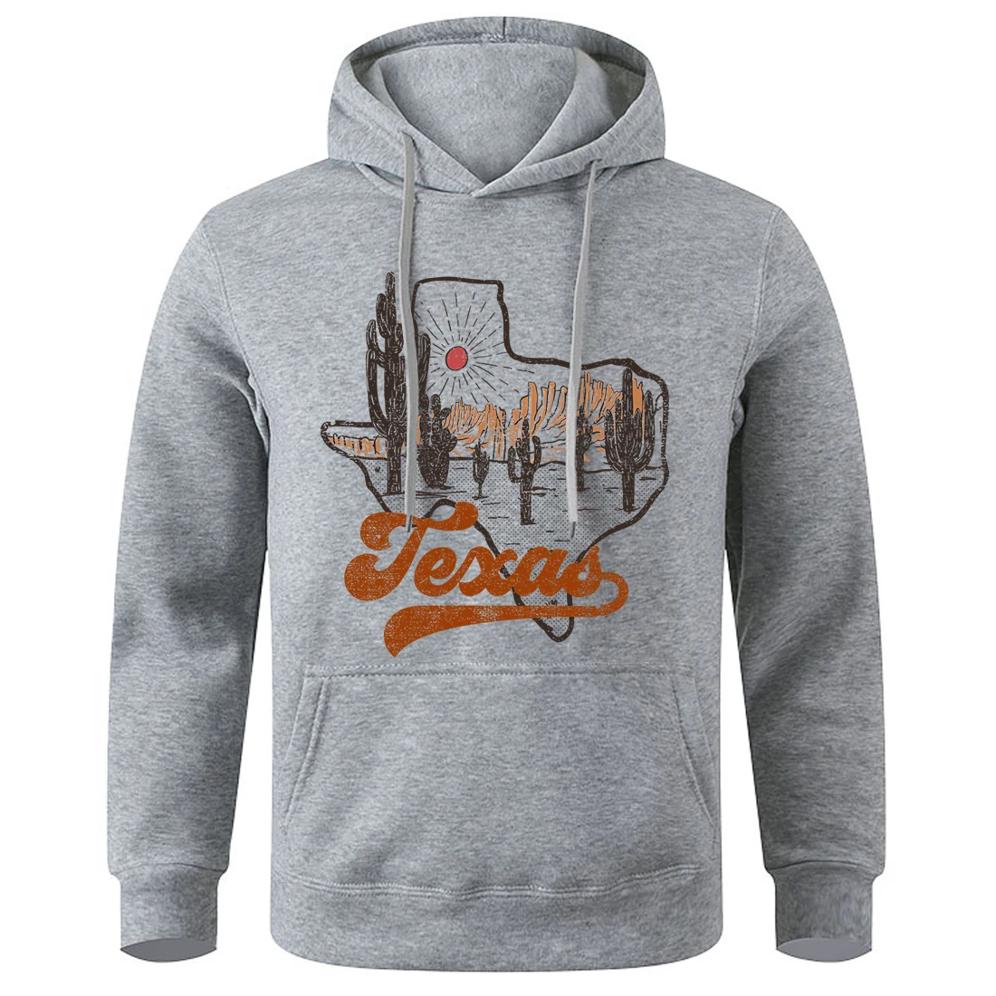 Scenery Of Texas Printing Sweatshirt Male Fashion Fleece Comfortable Hooded Autumn Fit Versatile Hoodie Casual Warm Clothes Men