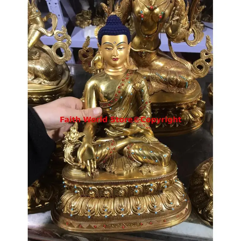 12 inch high quality Shakyamuni figure of the Buddha Phra Kring the Medicine Buddha statue COPPER Altar worship Buddhist item